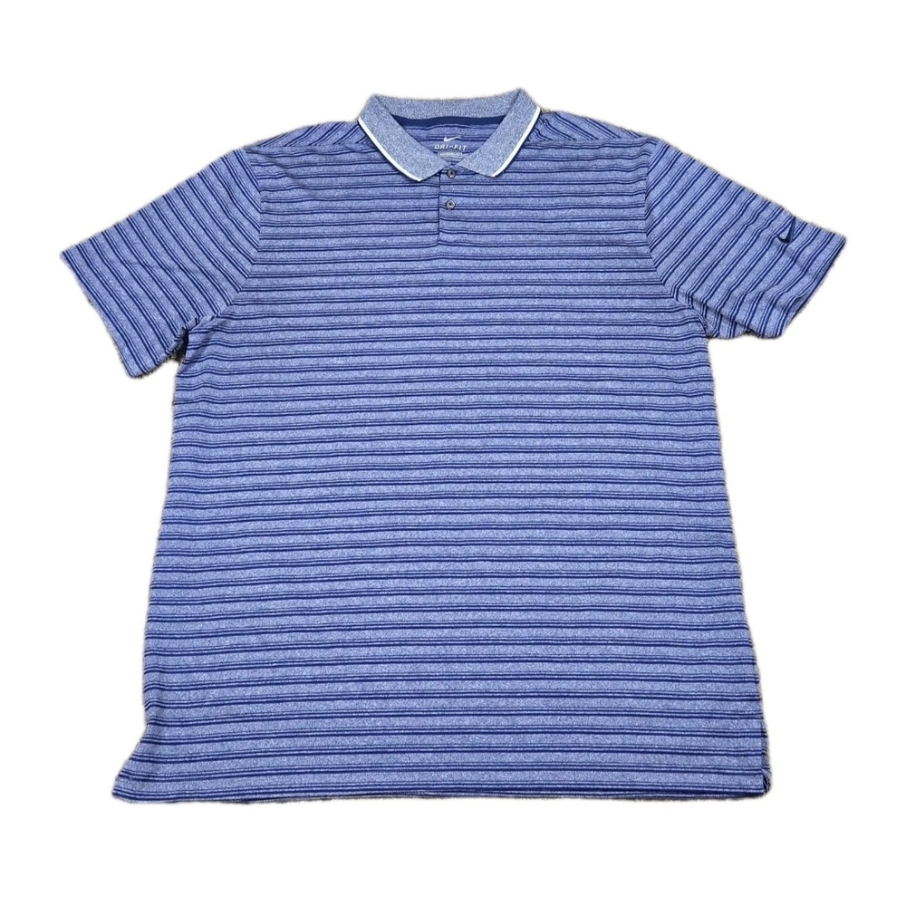 Nike Dri-Fit Standard Fit Mens Sz XL Embroidered Swoosh Blue Labeled Button Polo